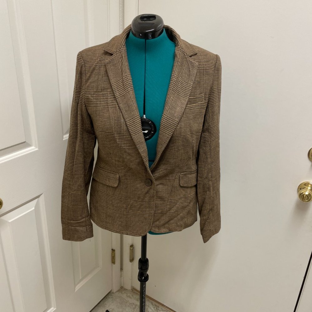 New York & Company Plaid Beige Suit